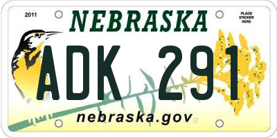 NE license plate ADK291