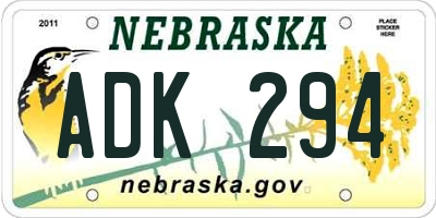 NE license plate ADK294