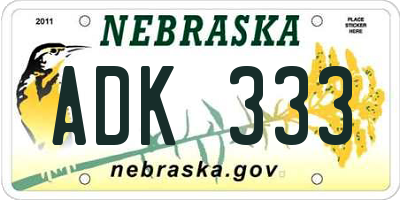NE license plate ADK333