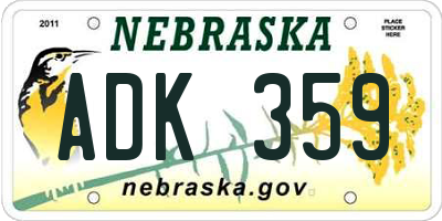 NE license plate ADK359