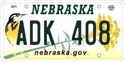 NE license plate ADK408