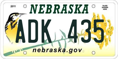 NE license plate ADK435