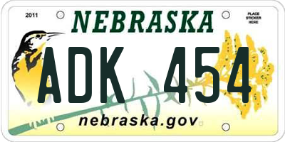 NE license plate ADK454