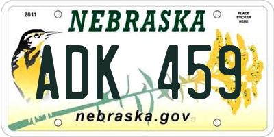 NE license plate ADK459