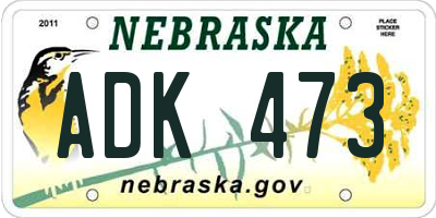 NE license plate ADK473