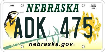 NE license plate ADK475