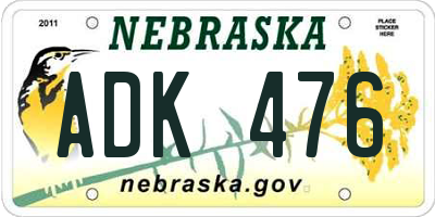 NE license plate ADK476