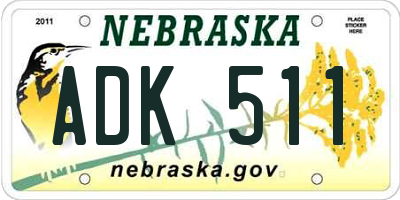 NE license plate ADK511