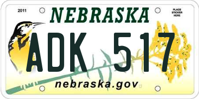 NE license plate ADK517