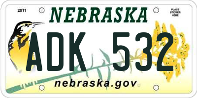 NE license plate ADK532