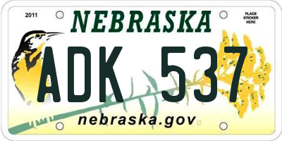 NE license plate ADK537