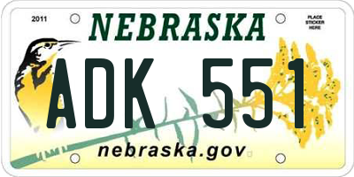 NE license plate ADK551