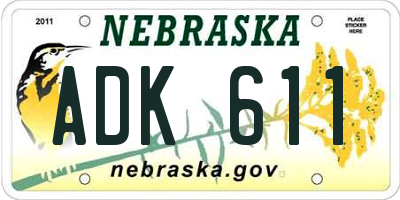 NE license plate ADK611