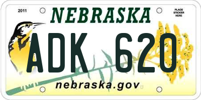 NE license plate ADK620