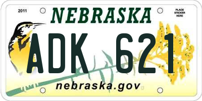 NE license plate ADK621