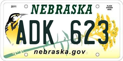 NE license plate ADK623