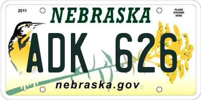 NE license plate ADK626