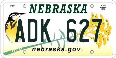 NE license plate ADK627