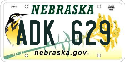 NE license plate ADK629