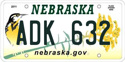 NE license plate ADK632