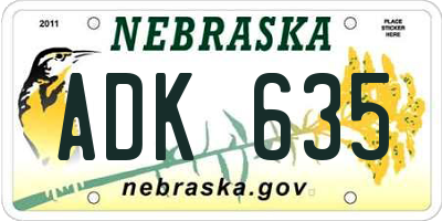 NE license plate ADK635