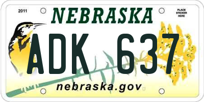 NE license plate ADK637