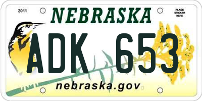 NE license plate ADK653