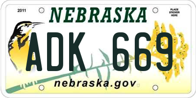 NE license plate ADK669