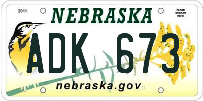 NE license plate ADK673