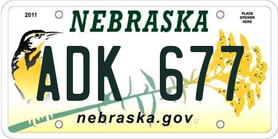 NE license plate ADK677