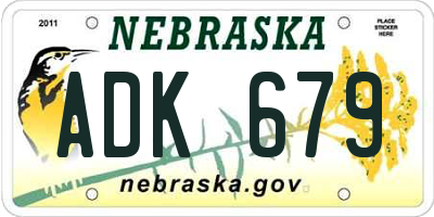 NE license plate ADK679