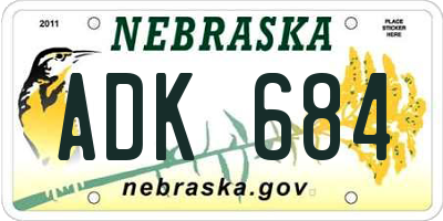 NE license plate ADK684