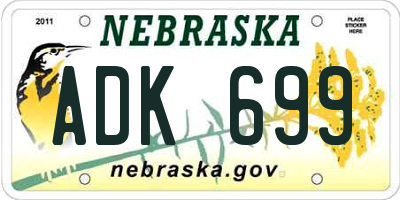 NE license plate ADK699