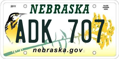 NE license plate ADK707