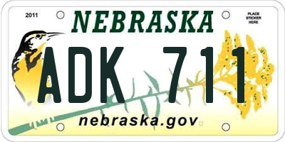 NE license plate ADK711