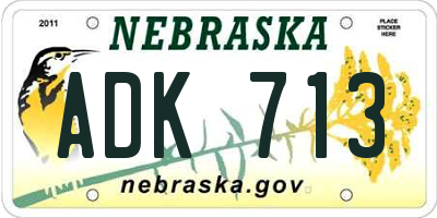 NE license plate ADK713