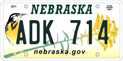 NE license plate ADK714