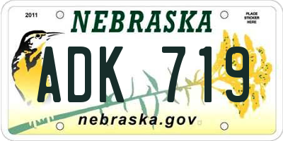 NE license plate ADK719