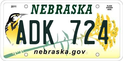 NE license plate ADK724