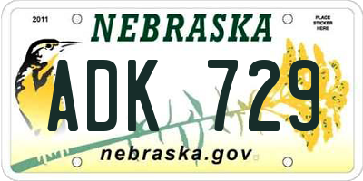 NE license plate ADK729