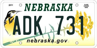 NE license plate ADK731