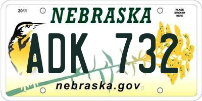 NE license plate ADK732