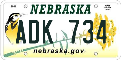 NE license plate ADK734