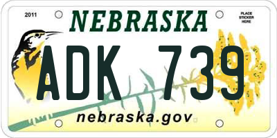 NE license plate ADK739