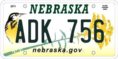 NE license plate ADK756