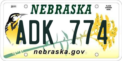 NE license plate ADK774