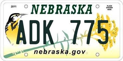 NE license plate ADK775