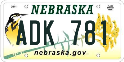 NE license plate ADK781