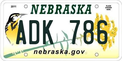 NE license plate ADK786