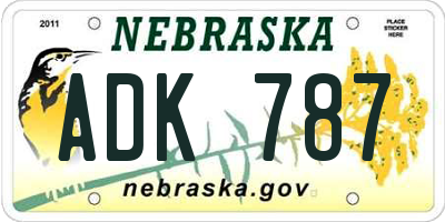 NE license plate ADK787